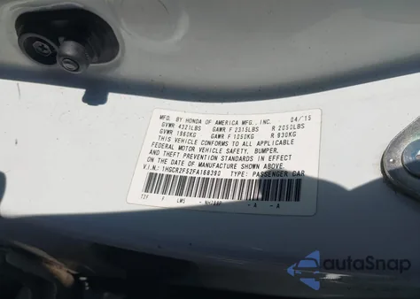 2015 Honda Accord Sport z USA, uszkodzony, nr VIN 1HGCR2F52FA168390